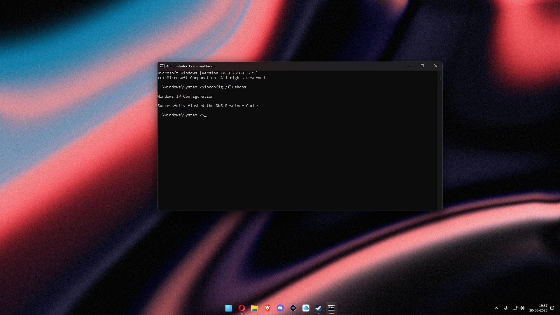 Flushing DNS in Windows PC (Image via Sportskeeda Gaming)